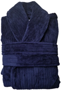 Pánský tmavě modrý župan se šálovým límcem M, L/XL