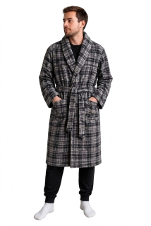 Pánský župan károvaný šedý M, L, XL