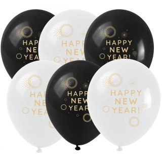Balónky zlatým potiskem Happy New Year 6 ks