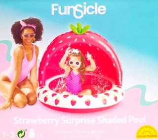 Funsicle Dětský bazén se stříškou Jahoda 102 x 102 x 81 cm