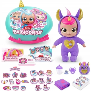 ZURU BABYCORNS VELKÝ PLYŠOVÝ MIMINKO PANENKA V KOLÉBCE PŘEKVAPENÍ PŘEVLEK