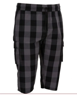 Bermudy Cargo černá kostka BAVLNA 4XL