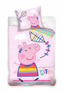 Sada povlečení Carbotex 100 x 135 cm růžová Peppa Pig pouští draka