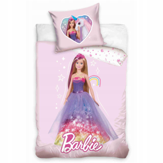 Sada dětského povlečení Carbotex 100 x 135 cm Barbie v šatech